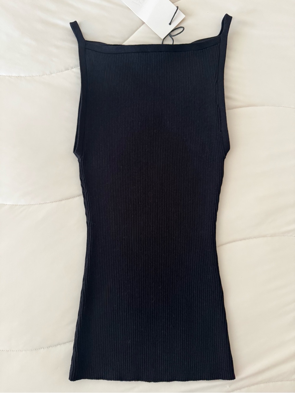 Zara Black Ribbed Square Neck Tank